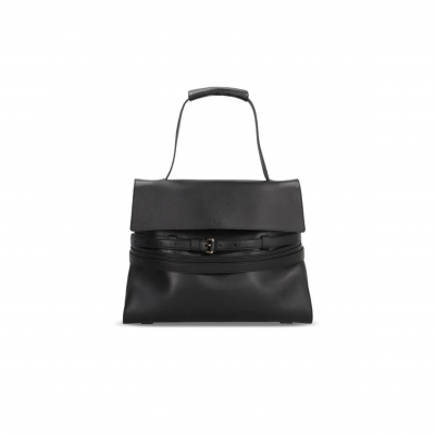 MOSCHINO TIE ME BELTED LEATHER TOTE BAG (38.5*31*15cm)